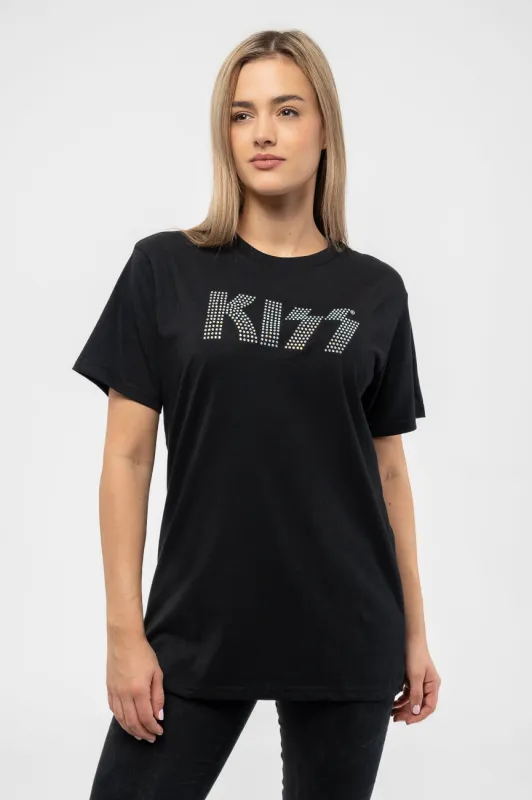 KISS Diamante Band Logo T Shirt made by Kiss