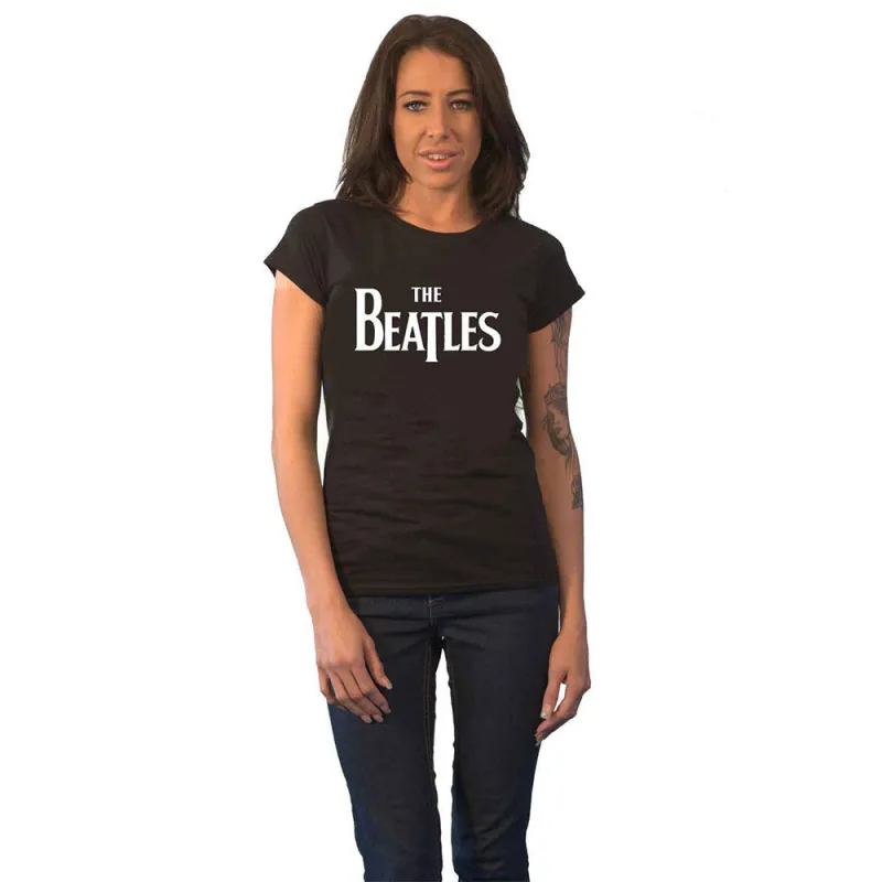 The Beatles  Drop T Band Logo Skinny Fit T Shirt sold by Paradiso Clothing