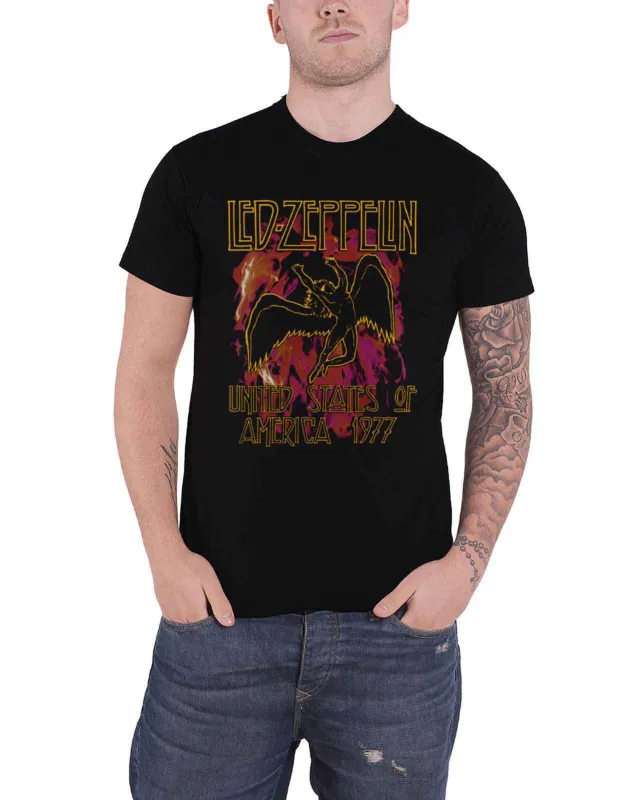 Led Zeppelin Black Flames T Shirt sold by Paradiso Clothing