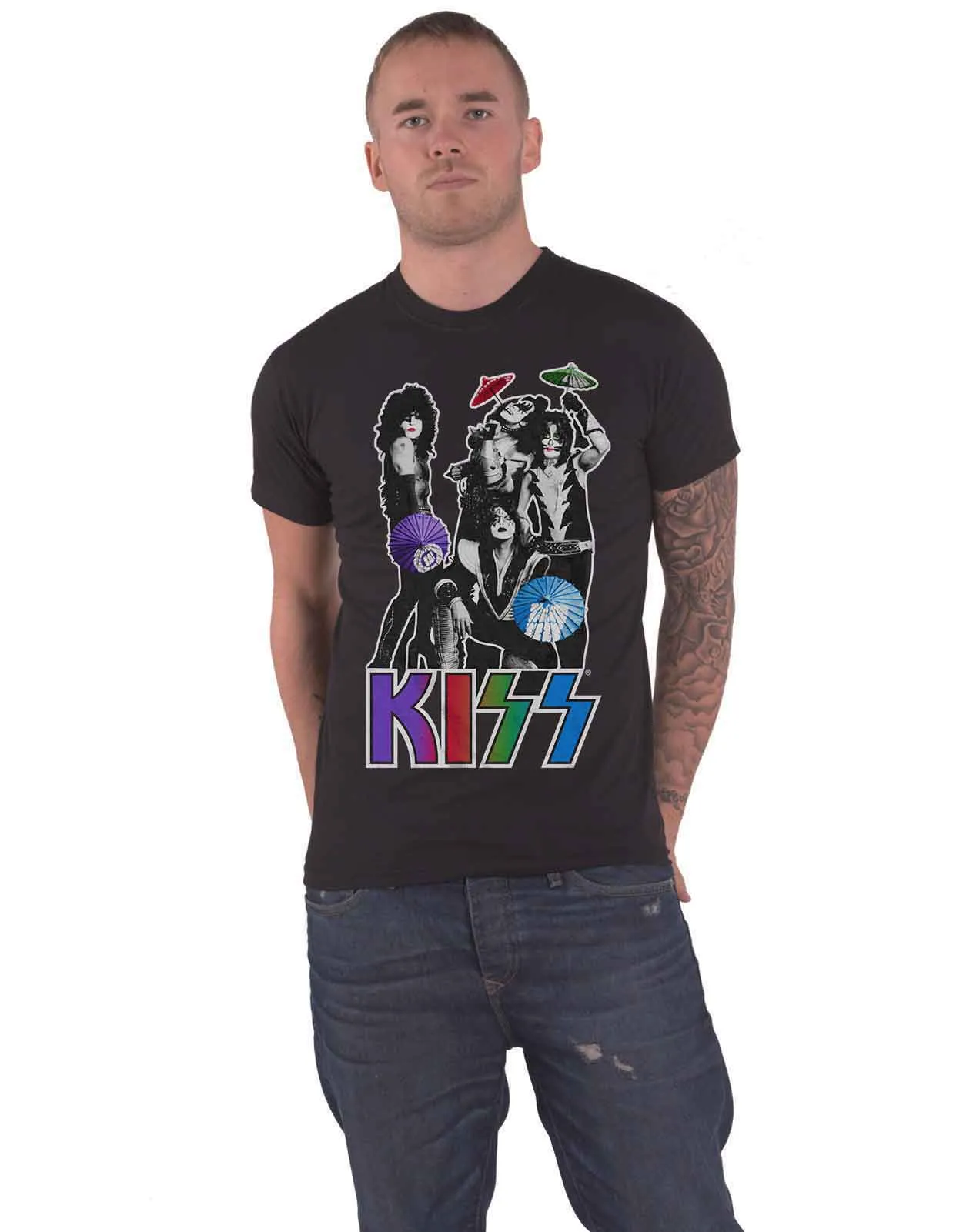 KISS Umbrellas Band Logo T Shirt sold by Paradiso Clothing