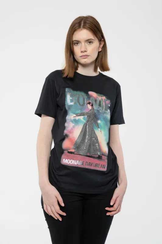 David Bowie Moonage Daydream Glitter print T Shirt made by Paradiso Clothing