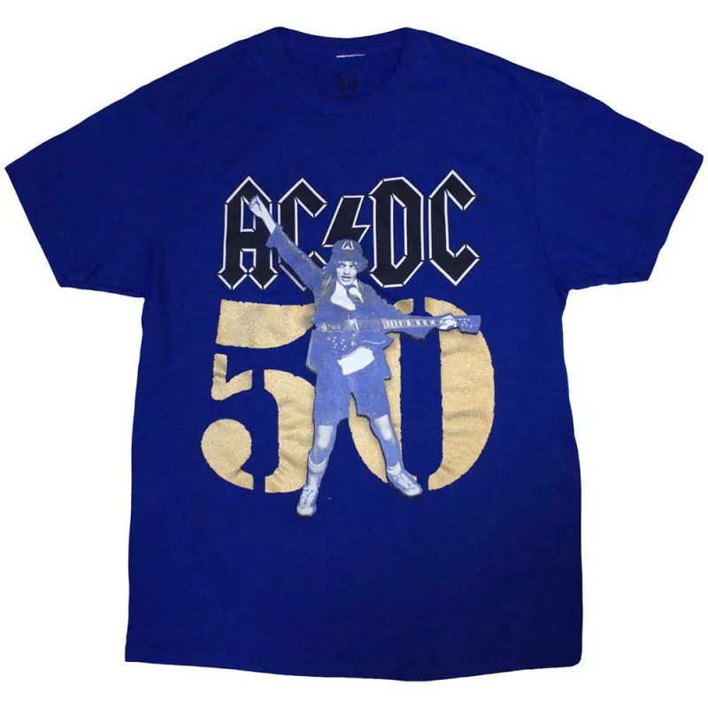 AC/DC Gold Fifty Years Logo T Shirt made by AC/DC