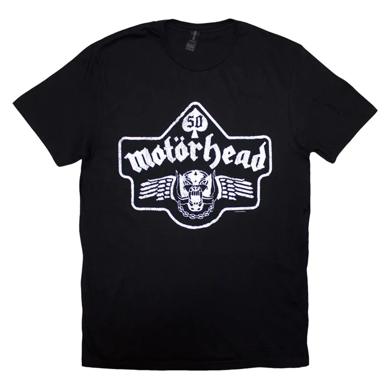 Motorhead 50 Years Ace Wings Emblem T Shirt sold by Paradiso Clothing