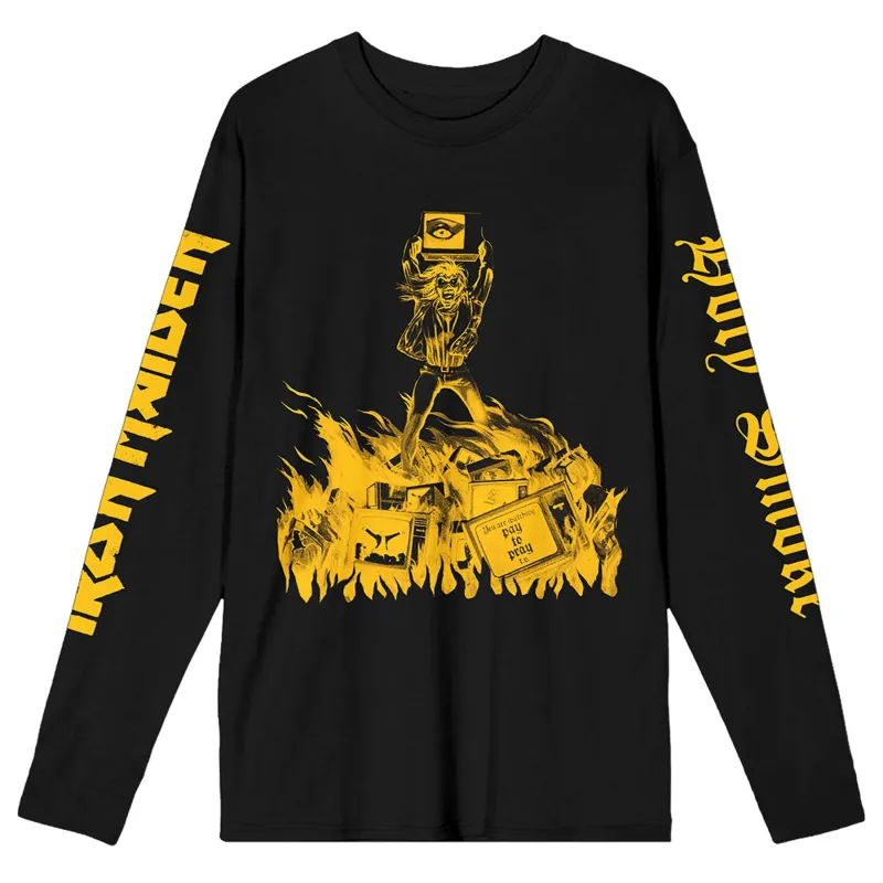 Iron Maiden Holy Smoke Isolated Yellow Long Sleeve T Shirt sold by Paradiso Clothing