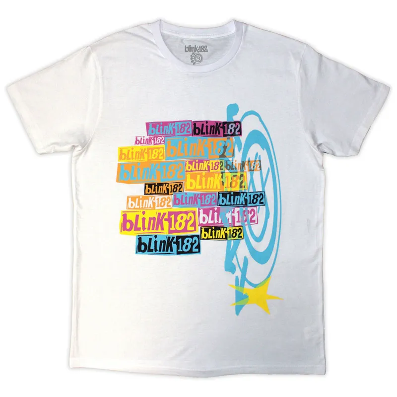 Blink-182 Multi Stacked Band Logo T Shirt made by Paradiso Clothing