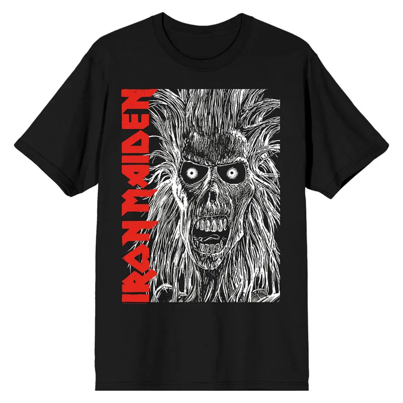 Iron Maiden Eponymous Face Red Logo T Shirt made by Paradiso Clothing