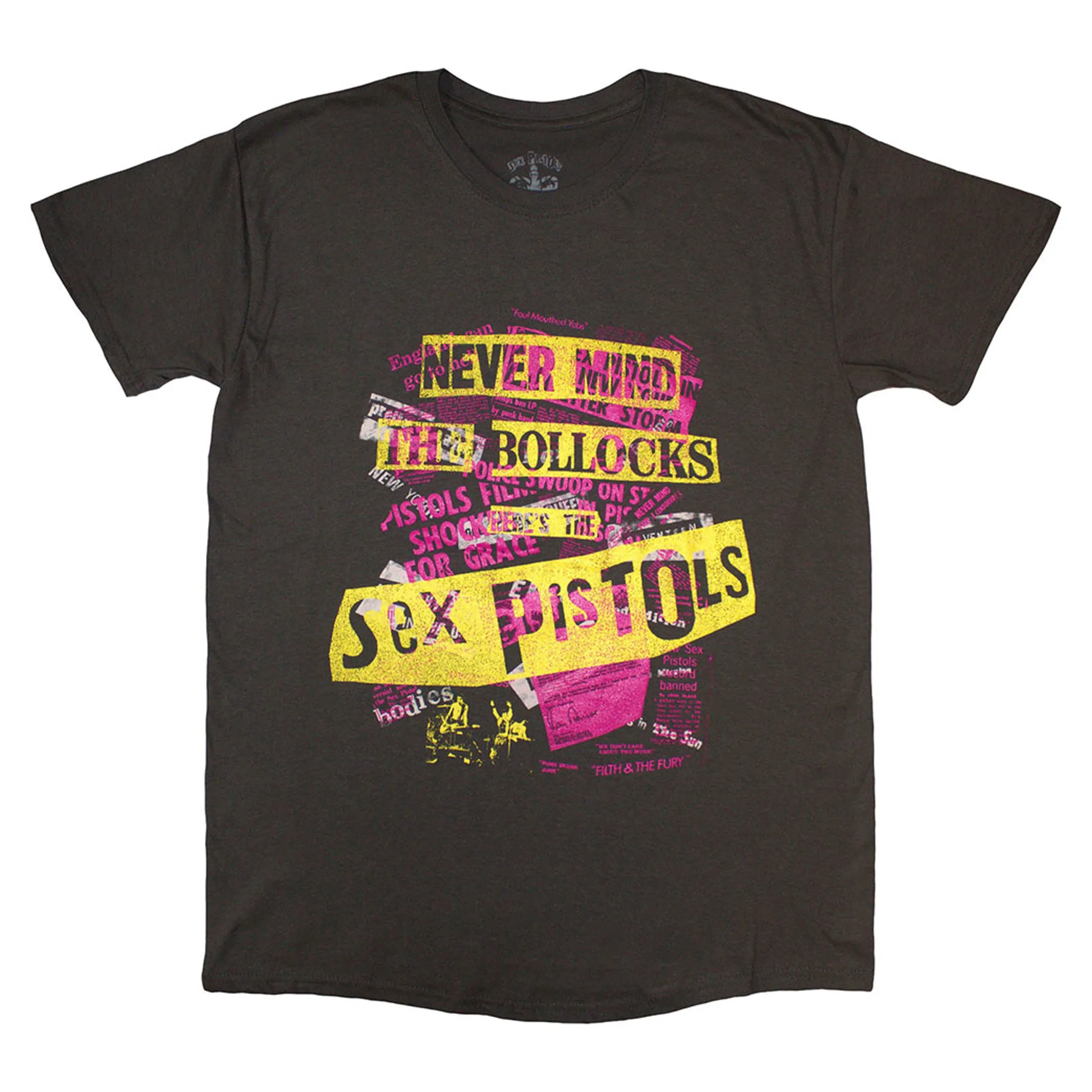The Sex Pistols NMTB Text Overlay T Shirt sold by Paradiso Clothing