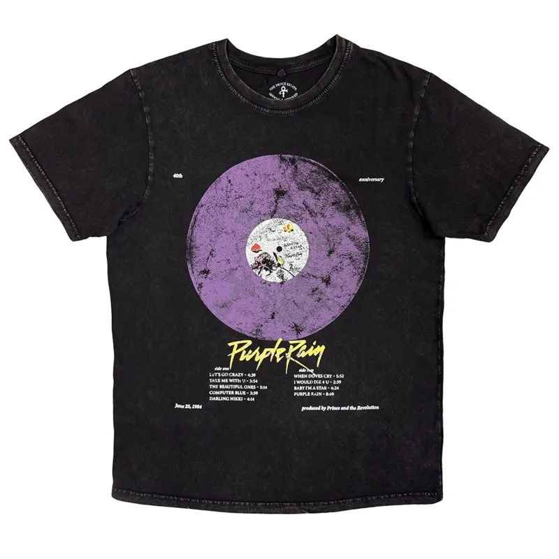 Prince Purple Rain Disc Stone Wash T Shirt sold by Paradiso Clothing