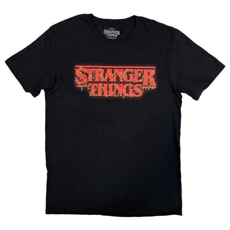 Stranger Things Logo With Christmas Lights T Shirt made by Paradiso Clothing