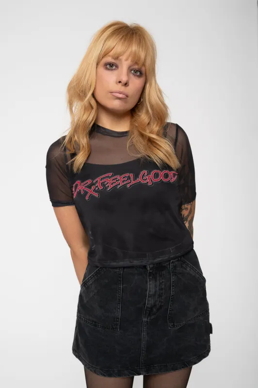 Motley Crue Dr Feelgood Mesh Crop Top sold by Paradiso Clothing