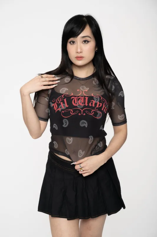Lil Wayne Script Logo Mesh Crop Top made by Paradiso Clothing