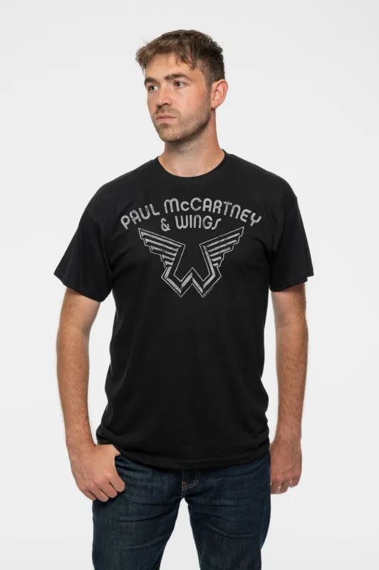 Paul McCartney Wings Logo Black T Shirt sold by Paradiso Clothing
