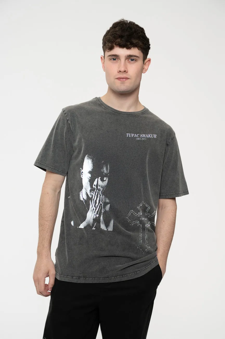 Tupac Photo Cross Limited Edition 999 Only Premium Wash T Shirt sold by Paradiso Clothing