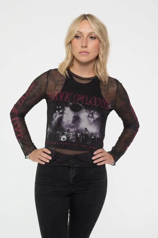 Pink Floyd Live Band Long Sleeve Mesh Crop Top sold by Paradiso Clothing