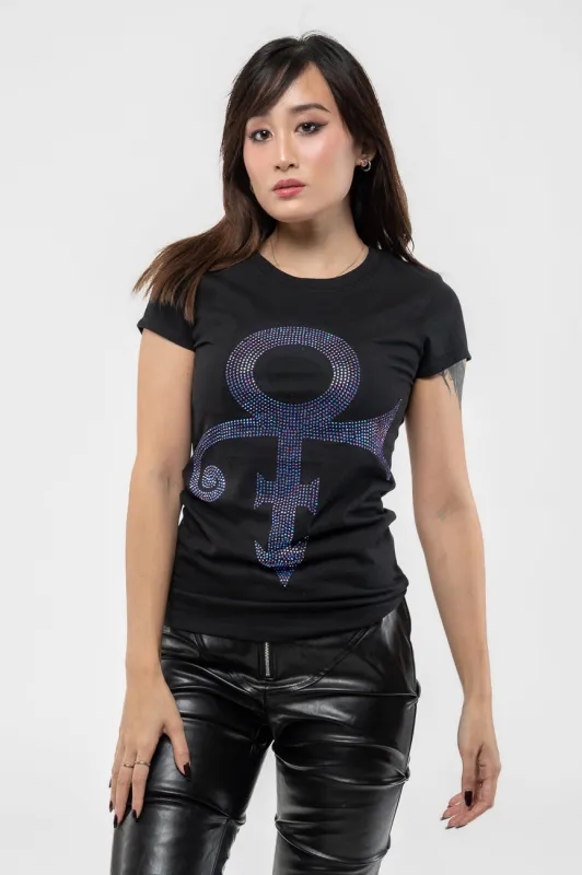 Prince Purple Symbol Diamante Skinny T Shirt sold by Paradiso Clothing