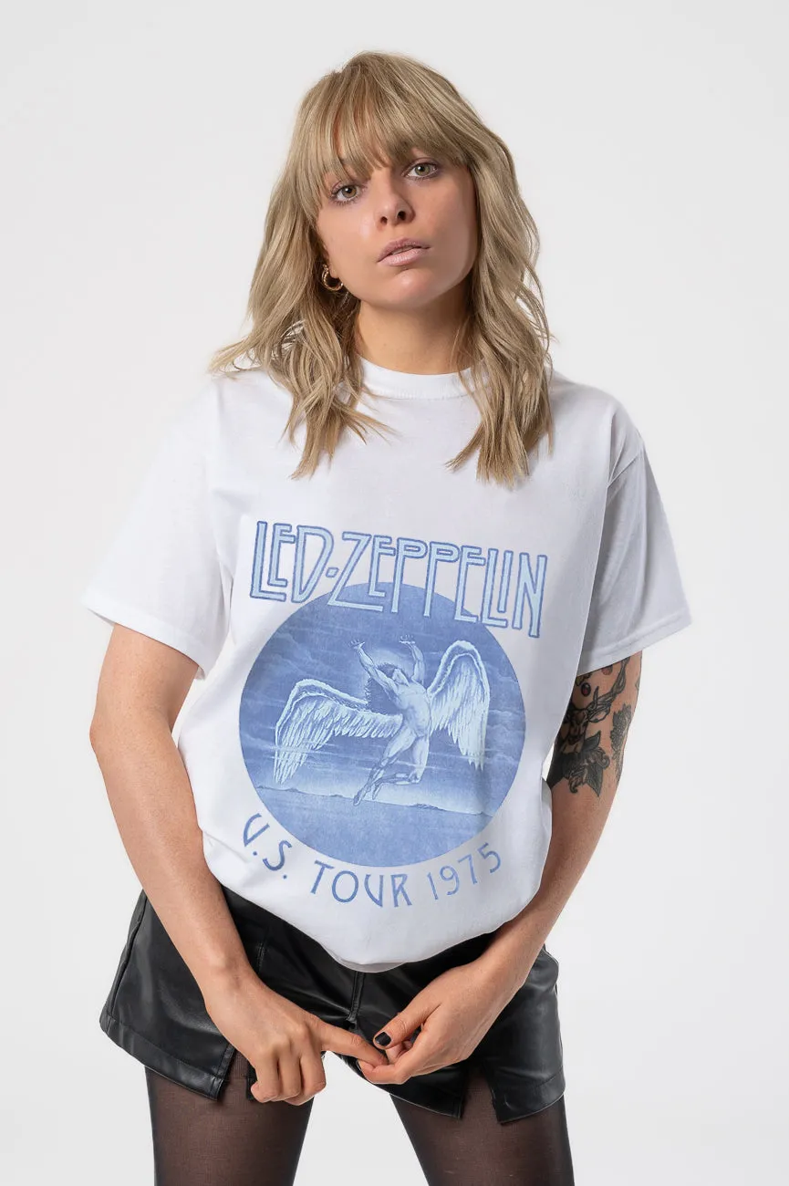 Led Zeppelin Tour 1975 Blue Wash T Shirt sold by Paradiso Clothing