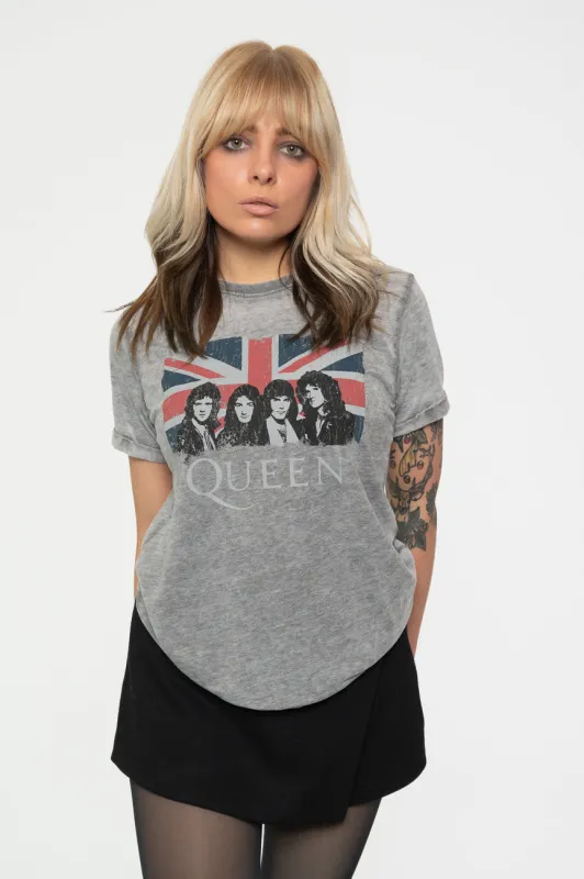 Queen Vintage Union Jack Burnout T Shirt sold by Paradiso Clothing