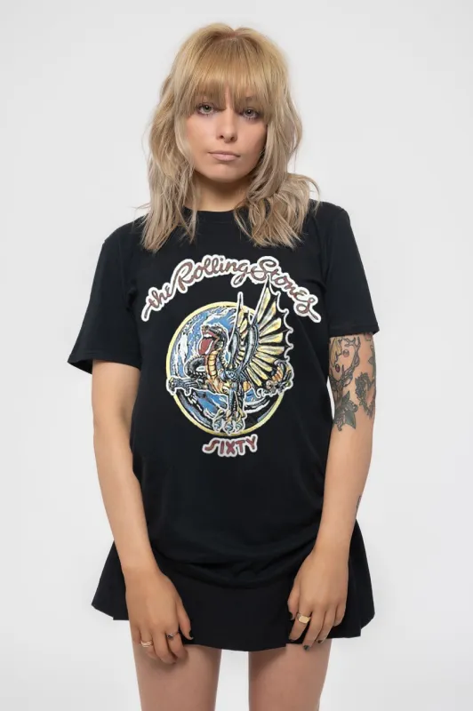 The Rolling Stones Foiled Sixty Dragon Globe Skinny Fit T Shirt sold by Paradiso Clothing