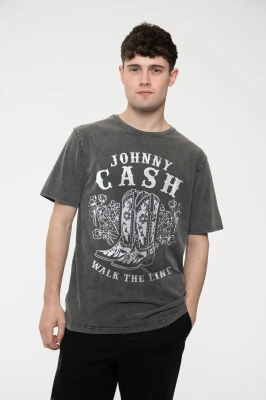 Johnny Cash Walk The Line Boots Limited Edition 999 Only Premium Wash T Shirt sold by Paradiso Clothing
