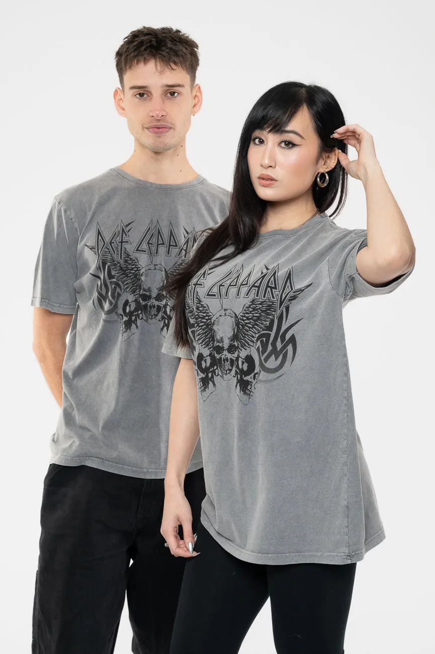 Def Leppard Tribal Skull Limited Edition 999 Only Premium Wash T Shirt sold by Paradiso Clothing