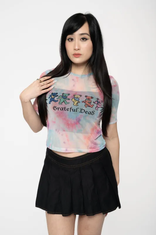 Grateful Dead Dancing Bears Mesh Crop Top made by Grateful Dead