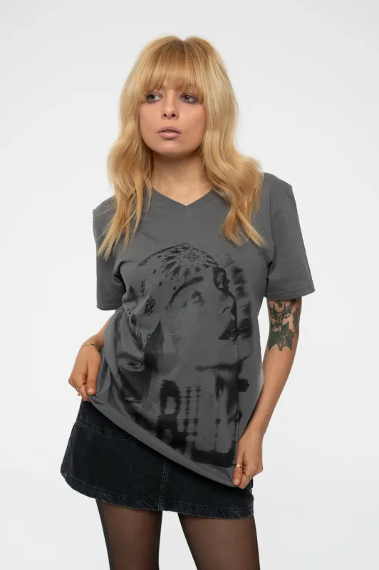 Billie Eilish Tonal Bandana Photo V Neck T Shirt sold by Paradiso Clothing