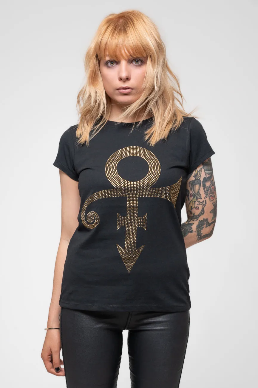 Prince Gold Symbol Diamante Skinny T Shirt sold by Paradiso Clothing