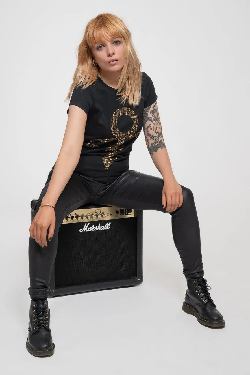 Prince Gold Symbol Diamante Skinny T Shirt sold by Paradiso Clothing product image thumbnail 5
