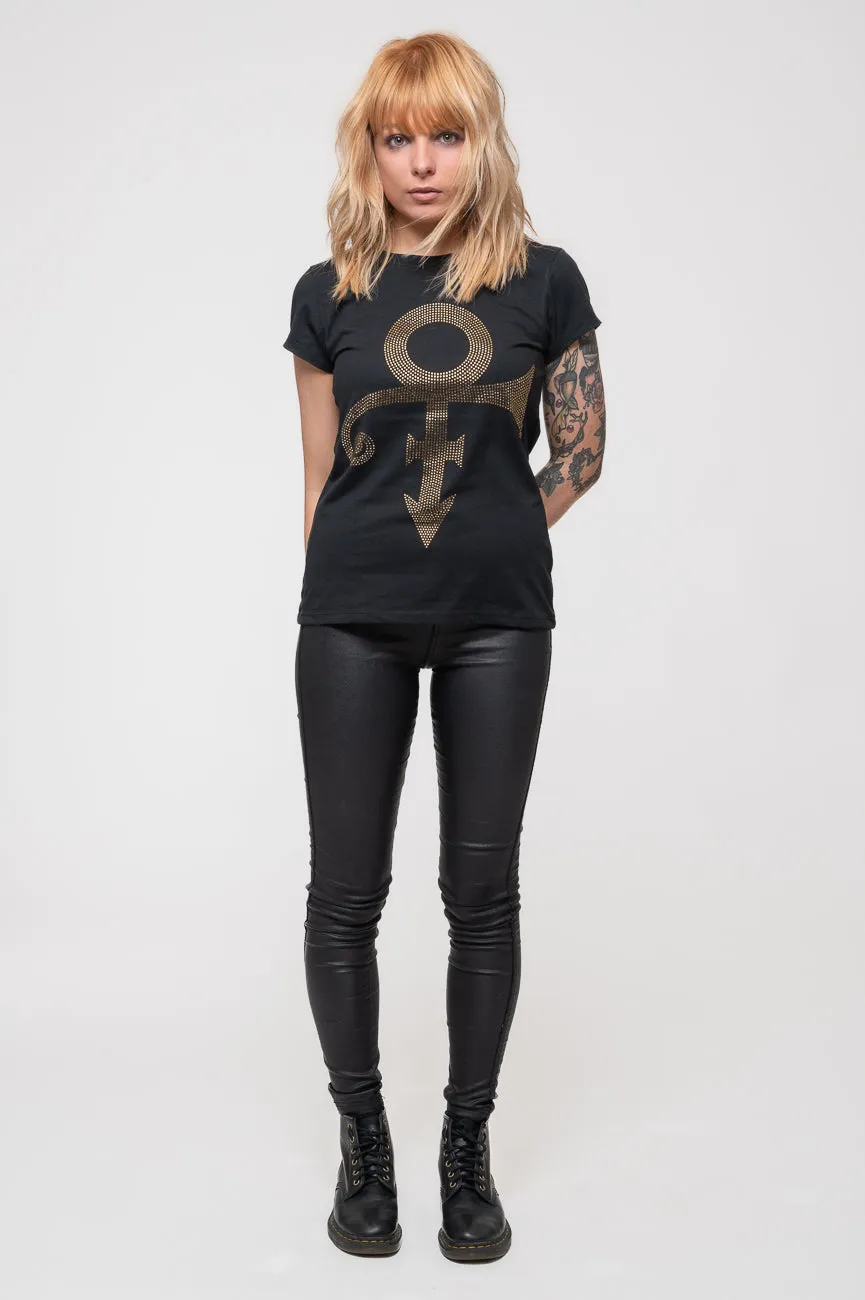 Prince Gold Symbol Diamante Skinny T Shirt sold by Paradiso Clothing product image thumbnail 2