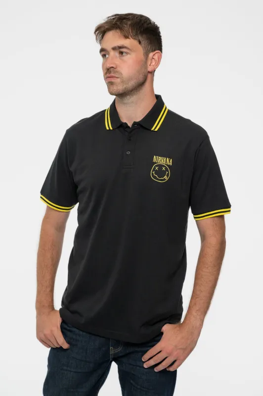 Nirvana Grunge Smile Polo Shirt sold by Paradiso Clothing