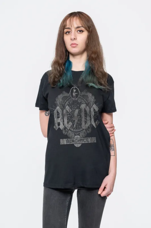 AC/DC Black Ice Contrast T Shirt sold by Paradiso Clothing