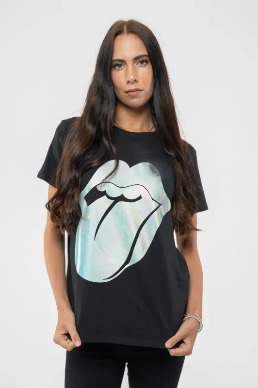 The Rolling Stones Hologram Foil Tongue Skinny Fit T Shirt sold by Paradiso Clothing