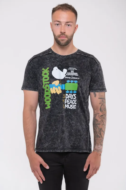Woodstock Peace and Music Snow Wash T Shirt sold by Paradiso Clothing