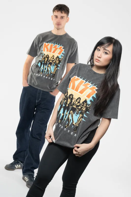KISS Destroyer 3D Logo Limited Edition 999 Only Premium Wash T Shirt made by Kiss