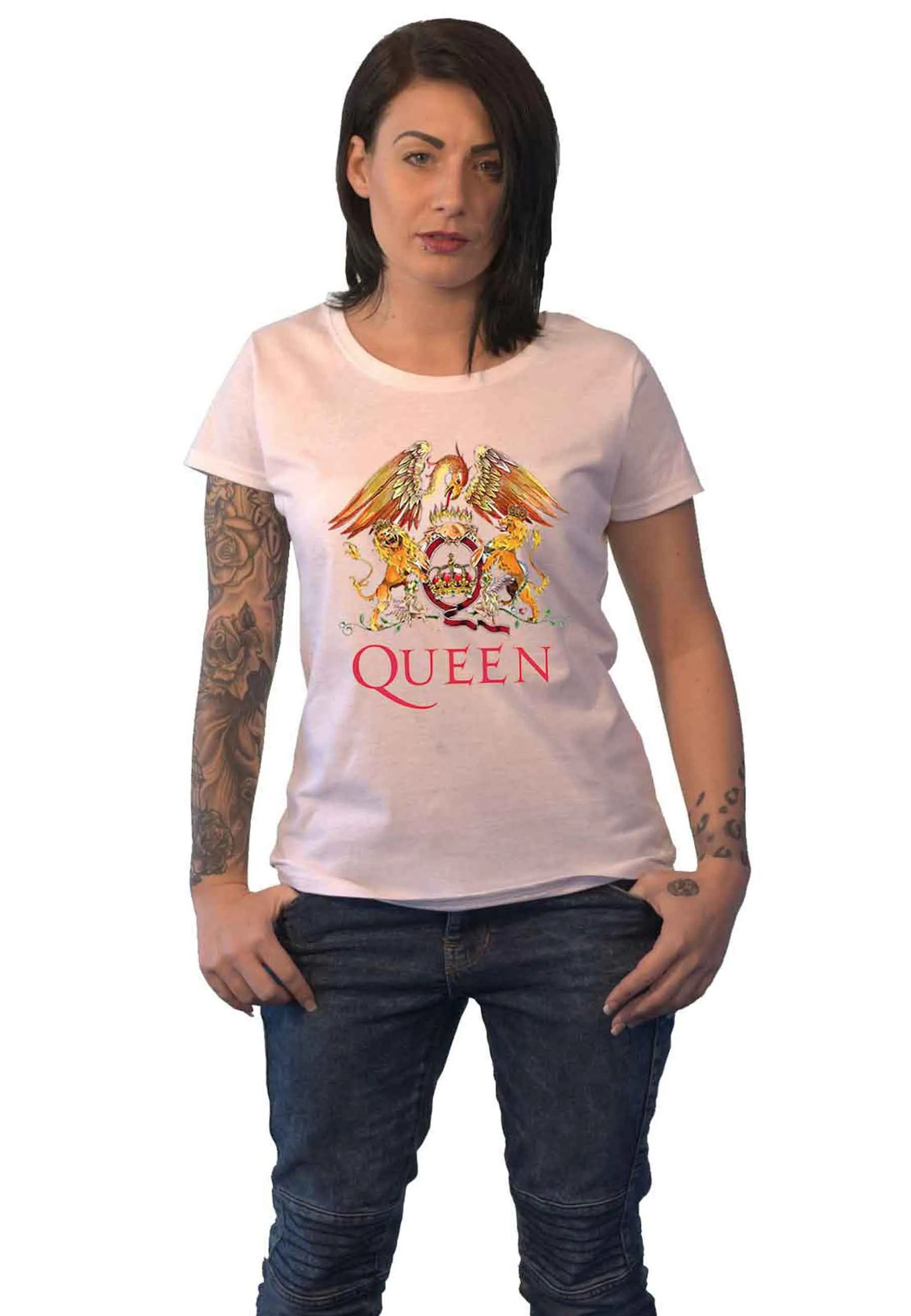 Queen Classic Crest Logo Skinny Fit T Shirt sold by Paradiso Clothing