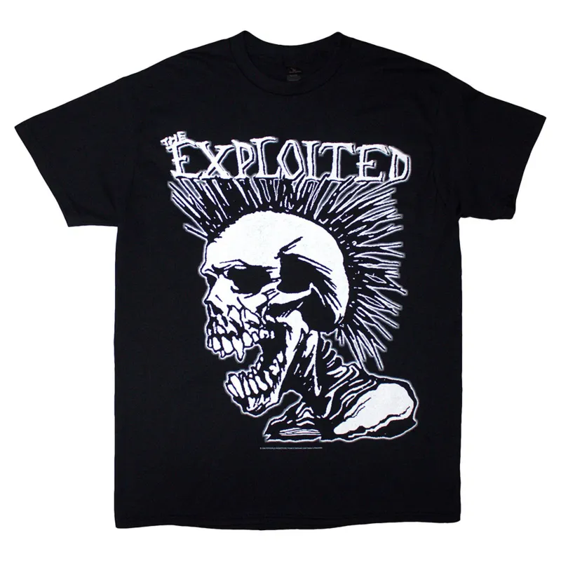 The Exploited Mohican Skull T Shirt made by Paradiso Clothing