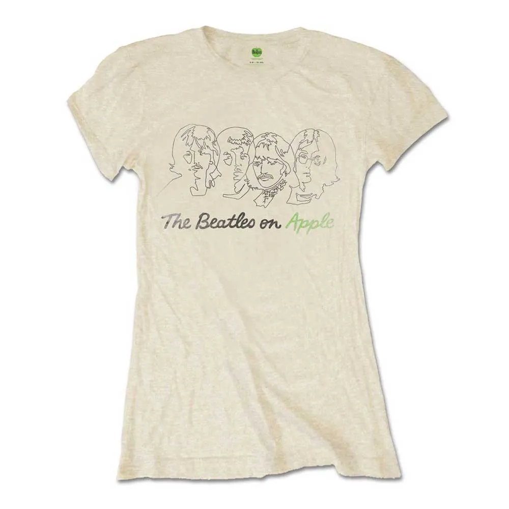 The Beatles Outline Faces On Apple Skinny Fit T Shirt sold by Paradiso Clothing
