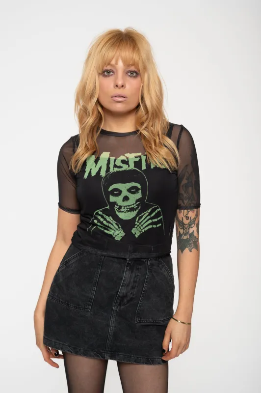 Misfits Green Hands Mesh Crop Top made by Paradiso Clothing