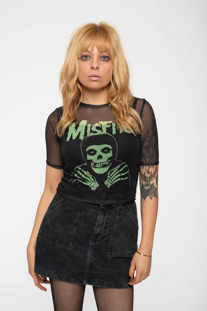 Misfits Green Hands Mesh Crop Top sold by Paradiso Clothing