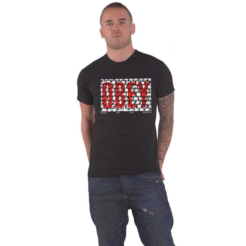 Bring Me The Horizon T Shirt Obey Band Logo new Official Mens Black sold by Paradiso Clothing