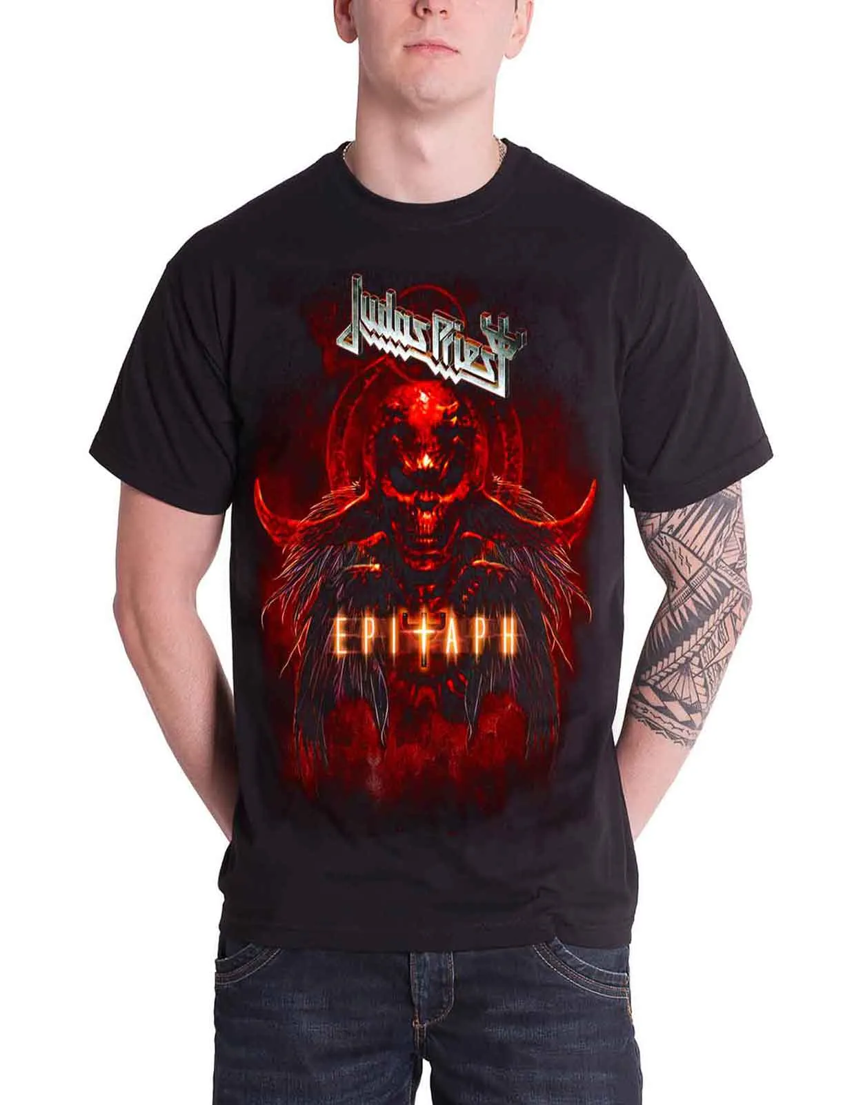 Judas Priest Epitaph Red Horns T Shirt sold by Paradiso Clothing