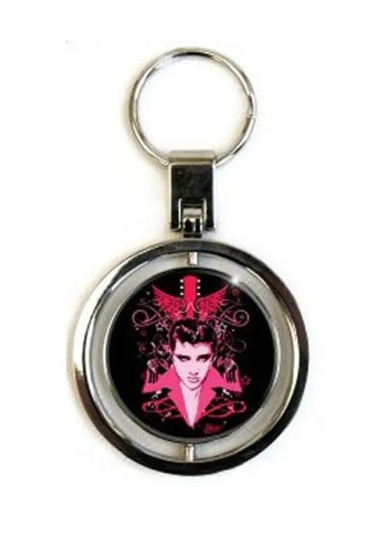 Elvis Presley Keyring Lets Face It Spinner Keychain made by Paradiso Clothing