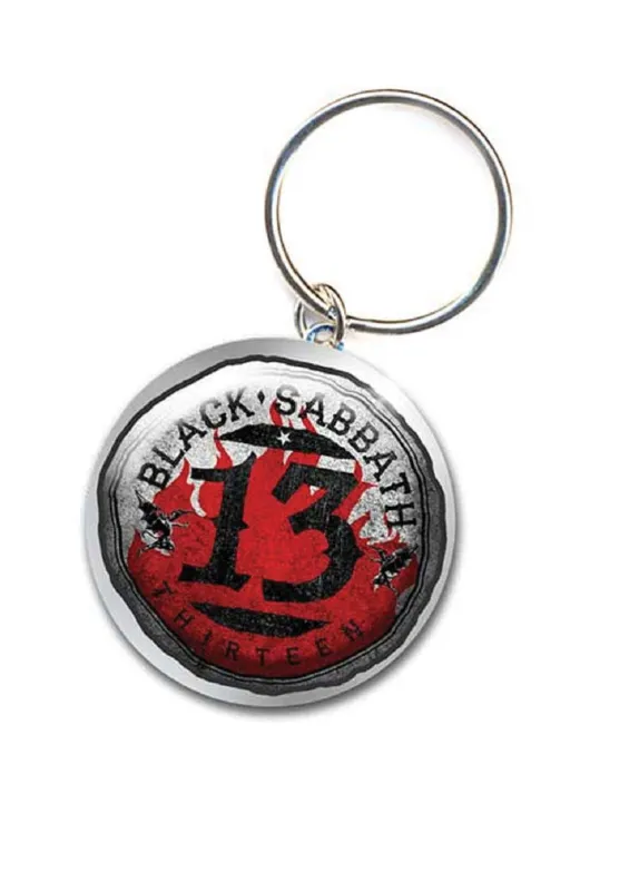 Black Sabbath Keyring 13 Flame Circle Keychain sold by Paradiso Clothing
