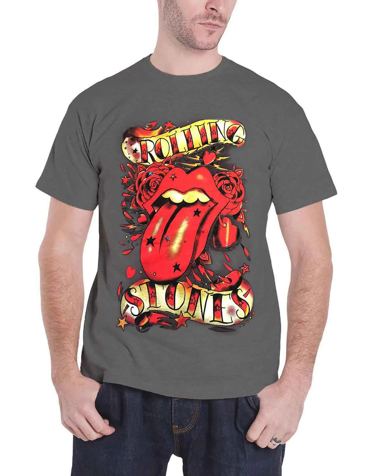 The Rolling Stones Tongue and Stars T Shirt sold by Paradiso Clothing