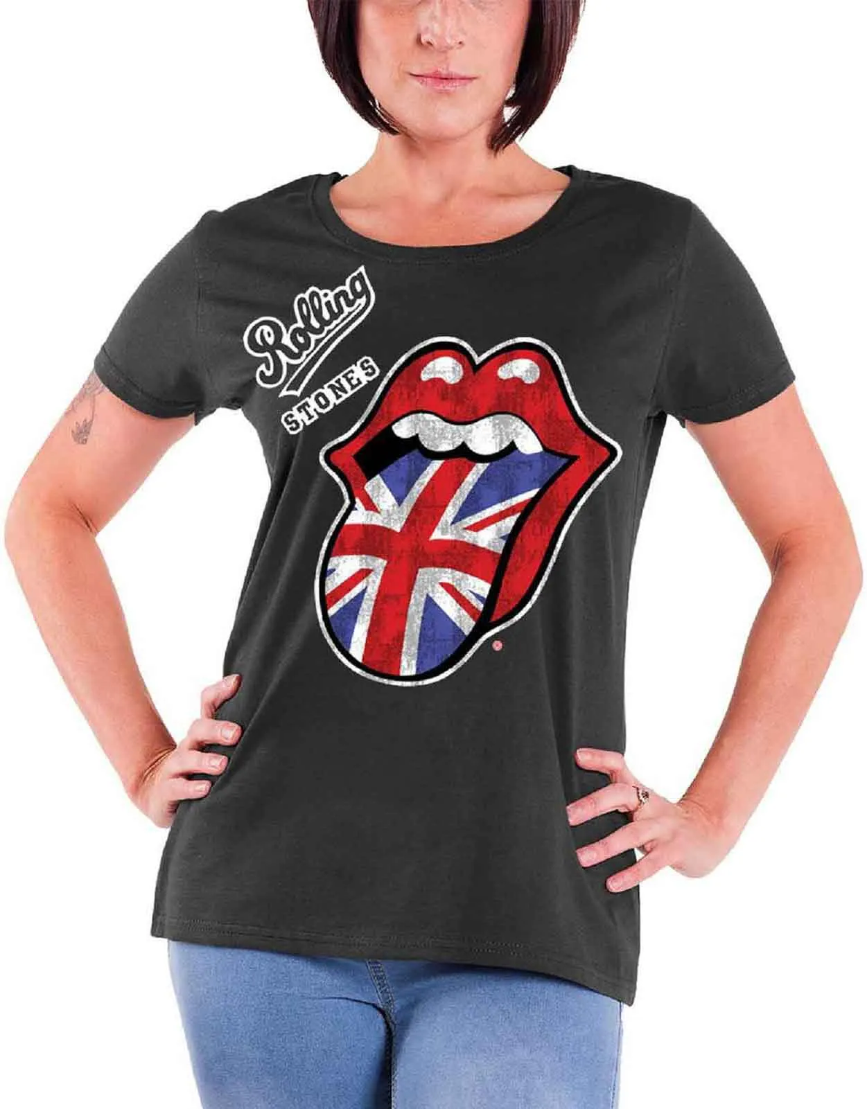 The Rolling Stones British Tongue Skinny Fit T Shirt sold by Paradiso Clothing