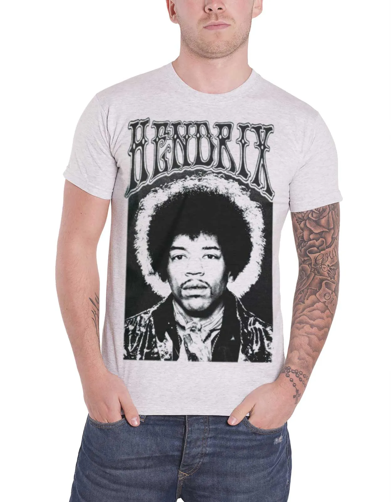 Jimi Hendrix Halo Portrait T Shirt sold by Paradiso Clothing product image thumbnail 3