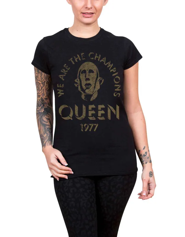 Queen We Are The Champions Skinny Fit T Shirt sold by Paradiso Clothing