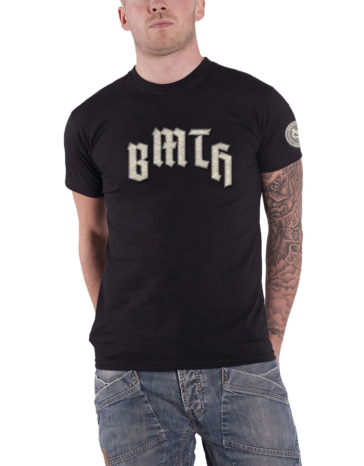 Bring Me The Horizon Crooked Young Applique Logo T Shirt sold by Paradiso Clothing
