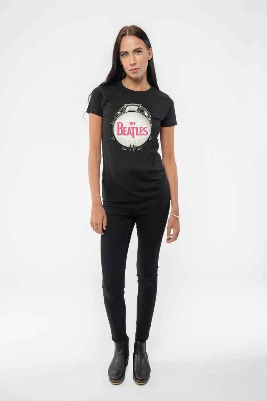 The Beatles Pink Glitter Drum Skinny Fit T Shirt sold by Paradiso Clothing