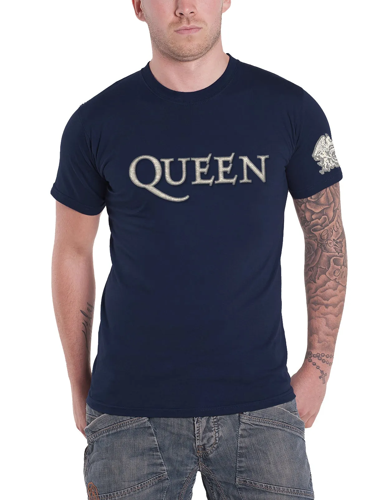 Queen Band Logo & Crest Applique Logo T Shirt sold by Paradiso Clothing